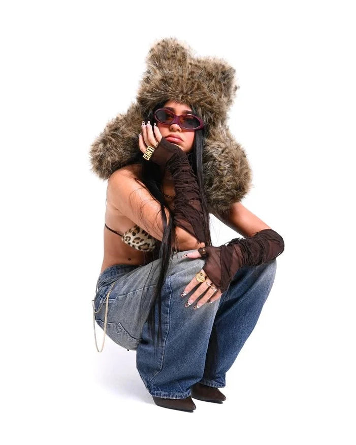 BROWN FLUFFY HAT