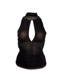 Halterneck wrap top (black)