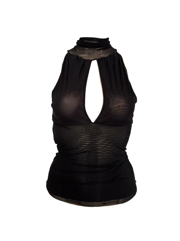 Halterneck wrap top (black)