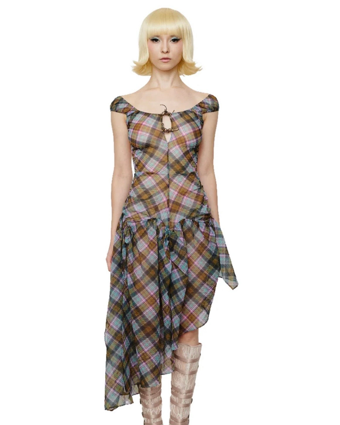 Plaid puff dress - kaleido