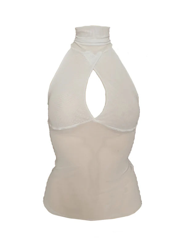Halterneck wrap top (white)