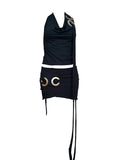 miniskirt with eyelets black