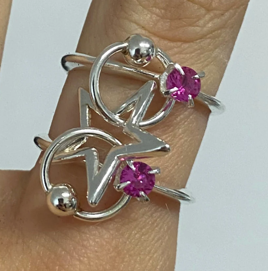 FAMOUS RING Baby blue/hot pink