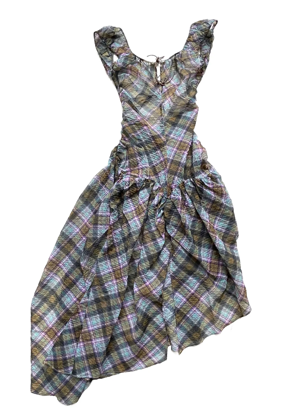Plaid puff dress dark