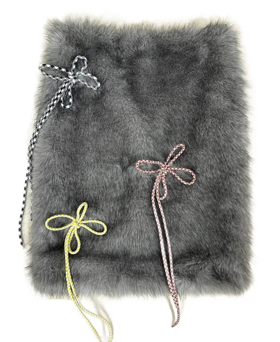 Lavender Grey Faux Fur Midi Skirt