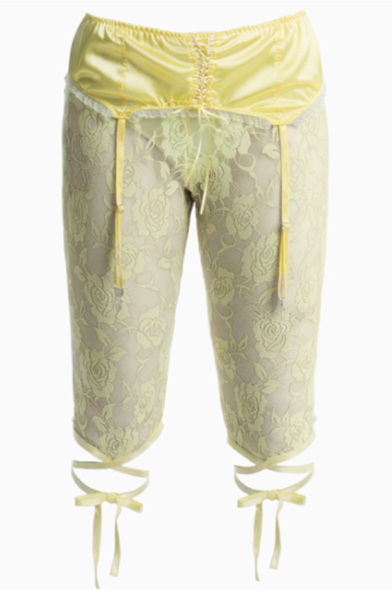 YELLOW LACE CAPRIS