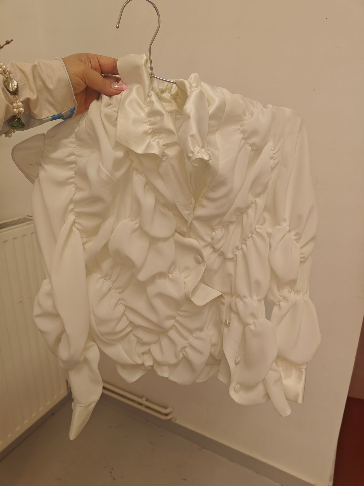 Upcycled button shirt white