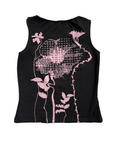 GERANIUMS TOP BLACK