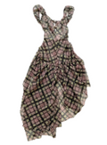 Plaid puff dress - purple tartan