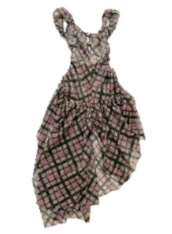 Plaid puff dress - purple tartan