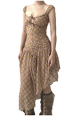 Plaid puff dress - fenlu