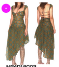 Plaid puff dress - blue and green
