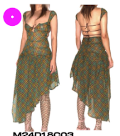 Plaid puff dress - blue and green